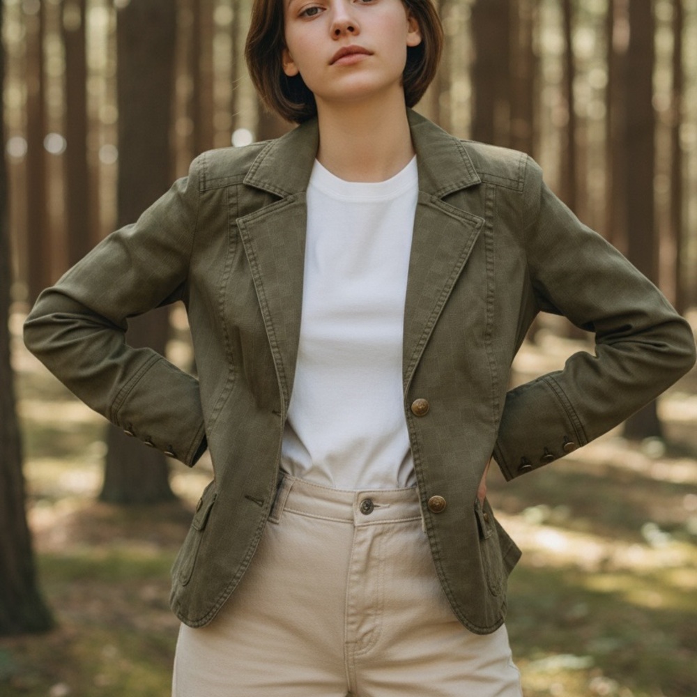 Gloria Vanderbilt Retro Olive Utility Blazer